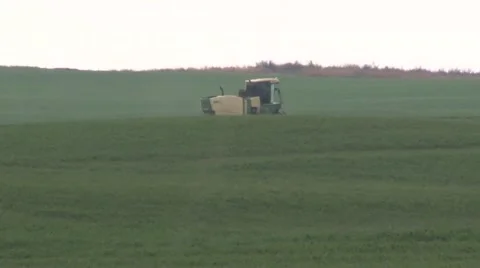 Swather Moving Away From Camera Stock Footage 45519565