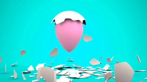 Swaying egg splitting hatching out pink ballon fly up 库存影片 107247788