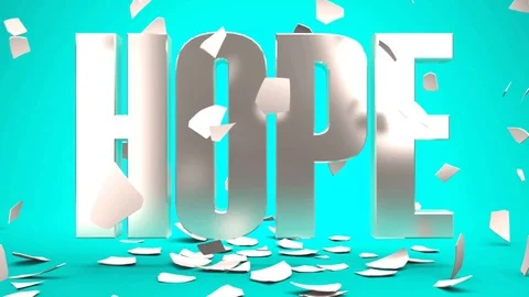 Swaying egg splitting hatching out silver grey HOPE word 库存影片 107273771