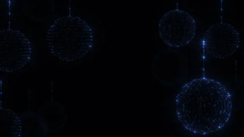 Swaying Glitter Ornaments | Festive Particle Balls on Dark Background Stock Footage 323505553