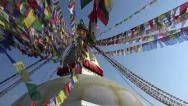 Swaying Prayer Flags, Buddhist Stupa, Tibetan Culture, Kathmandu, Nepal Religion Stock Footage