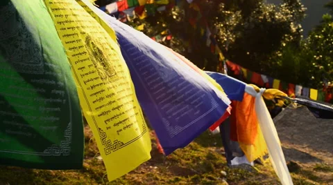 Swaying prayer flags Stock Footage 47715011