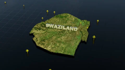 Swaziland 3D Map With Animation Stock Footage 305934911