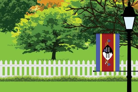 Swaziland Day Trees Lamp Vector Illustration Illustrazione stock