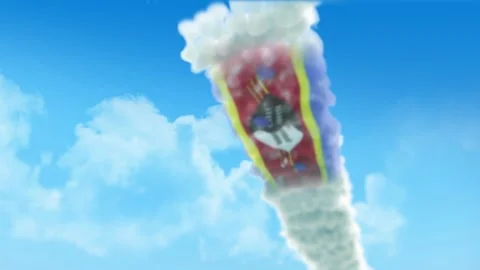 Swaziland Flag 3D Render Animation Created with Colored Smoke Trails by Airc Stock-Footage 332312331
