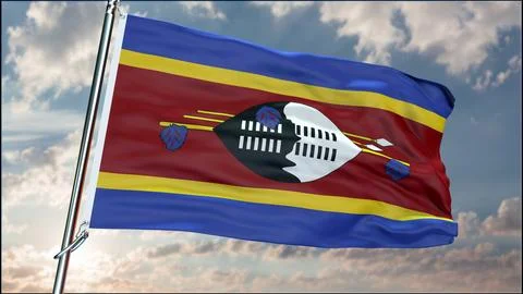 Swaziland flag background realistic waving in the wind 8K Ilustración de archivo