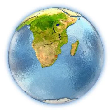 Swaziland on isolated globe Stock Illustration