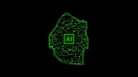 Swaziland Map AI Chipset Technology Opener Stock Footage 337082297