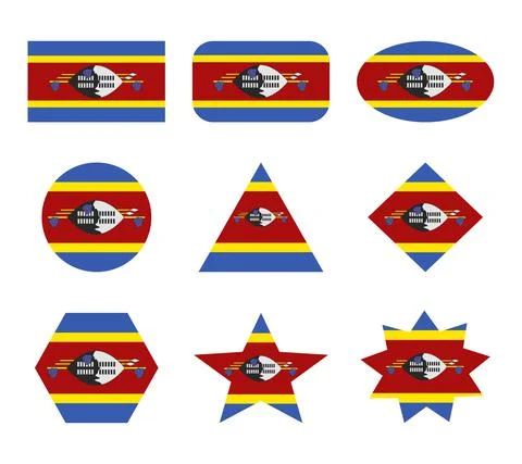 Swaziland set of flags with geometric shapes Stock Illustration