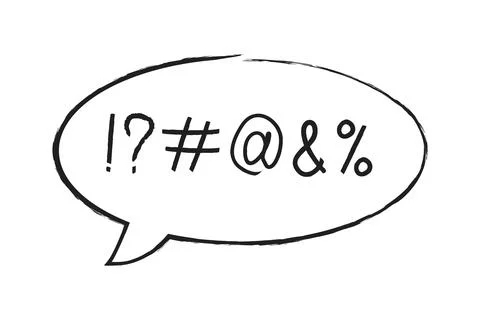 Swear speech bubble in aggressive naive doodle sketch style. Hate message, .. Stock Illustration