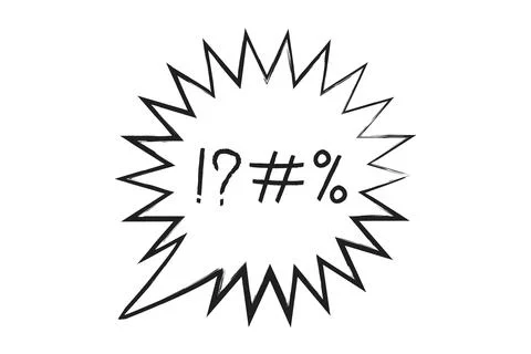 Swear speech bubble in aggressive naive doodle sketch style. Hate message, .. Stock Illustration