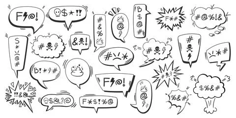 Swear speech bubble. Censored text in dialogue chat box. Comics style vector Stock-Illustration