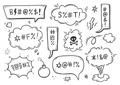 Swear word speech bubble set Stock Illustration