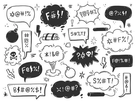 Swear word speech bubble set Stock Illustration