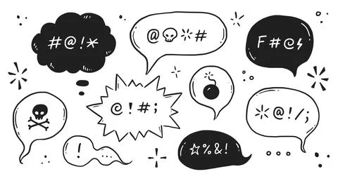 Swear word speech bubble set. Curse, rude, swear word for angry, bad, negative Stock Illustration