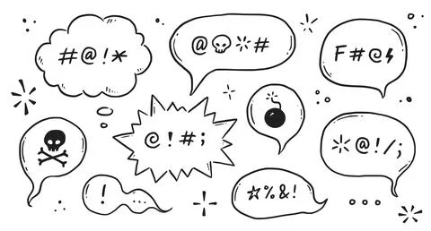 Swear word speech bubble set. Curse, rude, swear word for angry, bad, negative Stock Illustration