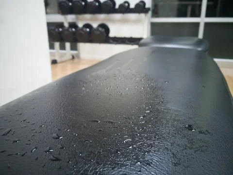 Sweat on the bench exercise Stock Photos