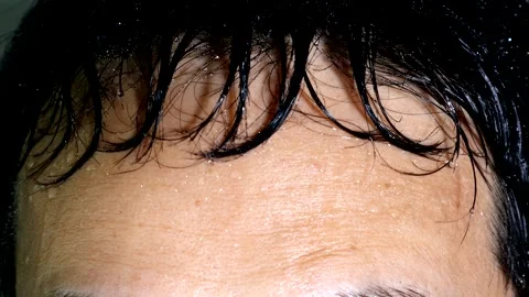 Sweat on the forehead after exercise Stock Footage 334635406