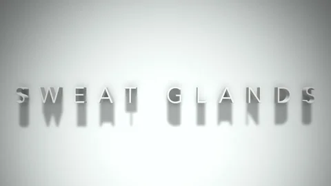 Sweat glands 3D title animation white text on a white background Stock Footage 299422174