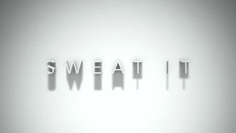 Sweat it 3D title animation with shadows on a white background Stock Footage 297386262