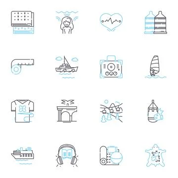 Sweat sessirs linear icons set. Fitness, Exercise, Training, Cardio, Endurance Stock Illustration