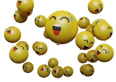 Sweat smiling 3d render emoticon or emoji perfect for sosial media, branding, Stock Illustration
