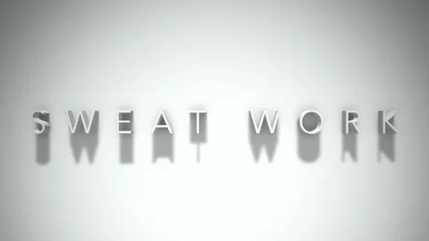 Sweat work 3D title animation with shadows on a white background Stock Footage 297386263