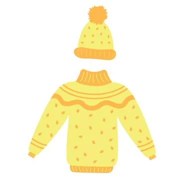 Sweater and hat with pompon Illustrazione stock