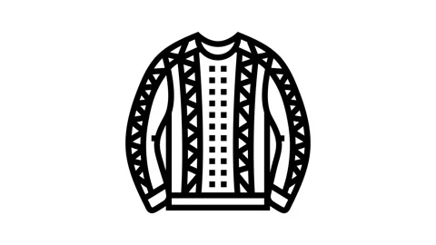 Sweater knitting wool line icon animation Video stock 326134212