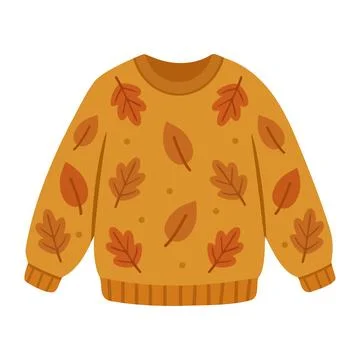 Sweater With Leaf Pattern Ready for Fall Season Wear in Warm Colors Illustrazione stock