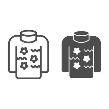 Sweater with patterns line and solid icon, Christmas and New Year concept Stock Illustration