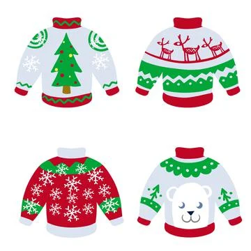 Sweater. Ugly Warm woolen pullover. Winter clothing. Stock Illustration