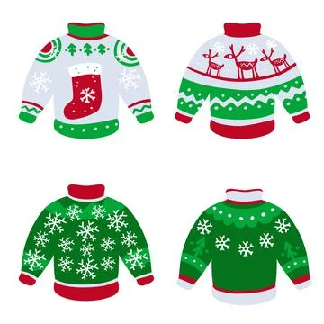 Sweater. Ugly Warm woolen pullover. Winter clothing. Stock Illustration