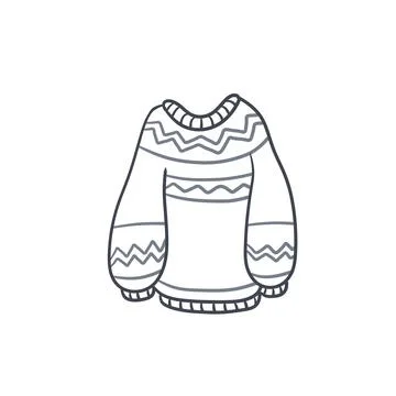 Sweater. Warm woolen pullover. Doodle cartoon illustration. Winter clothing Stock-Illustration