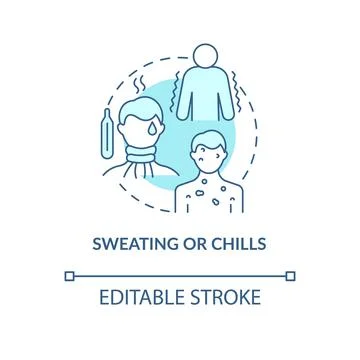 Sweating and chills blue concept icon Illustrazione stock