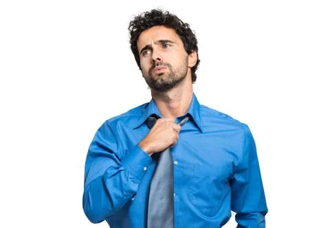 Sweating businessman due to hot climate Stock Photos