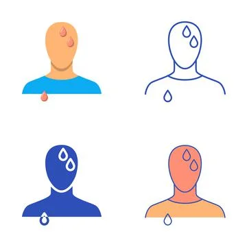 Sweating icon set in flat and line style Stock Illustration