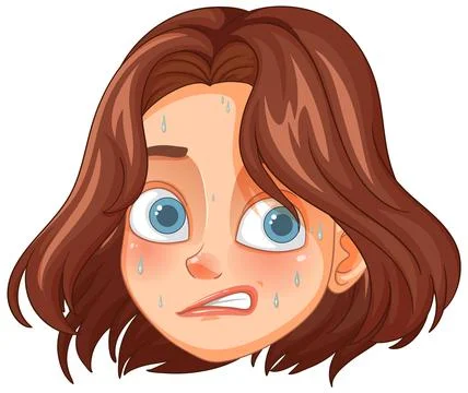 Sweating Nervous Cartoon Face Stock Illustration