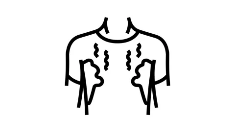 Sweating odor adolescence puberty line icon animation Stock Footage 326122171