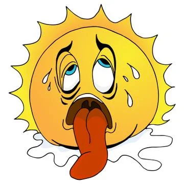Sweating Sun Character Stock Illustration