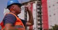 Sweaty Worker Man Drink Water Bottle Torrid Summer Day Construction Builder Site 4k or 4k+ Resolution