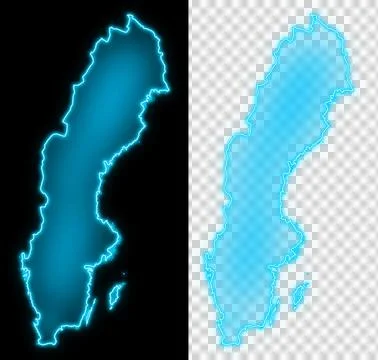 Swedan map with blue glow Stock Illustration