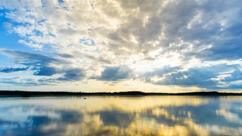 SWEDEN - 07/22/2019: Dancing clouds over Swedish Lake Video stock 112753338