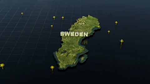 Sweden 3D Map With Animation Stock Footage 310125578