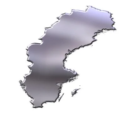 Sweden 3D Silver Map Stock Illustration