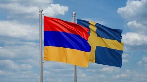 Sweden and Armenia flags Stock Footage 270740080