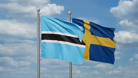 Sweden and Botswana flags Stock Footage 271109111