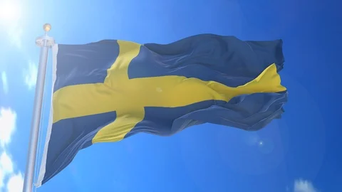 Sweden animated flag pack in 3D and green screen Stock Footage 119933639