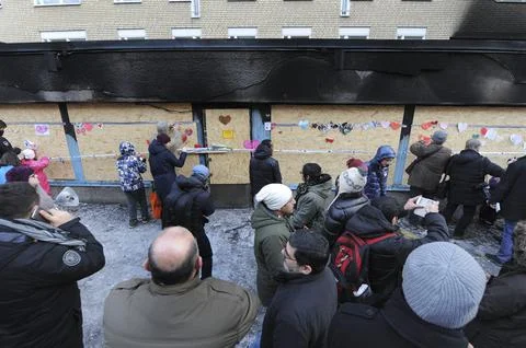 Sweden Arson Mosque Fire - Dec 2014 Stock Photos