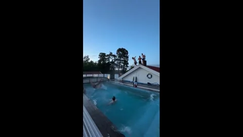 Sweden: Backflip Attempt Goes Wrong at Rooftop Pool Party Stock-Footage 340183629